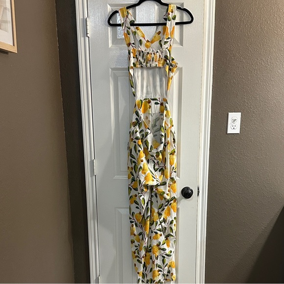 Floral Yellow and White Wide-Leg Jumpsuit - Picture 3 of 5
